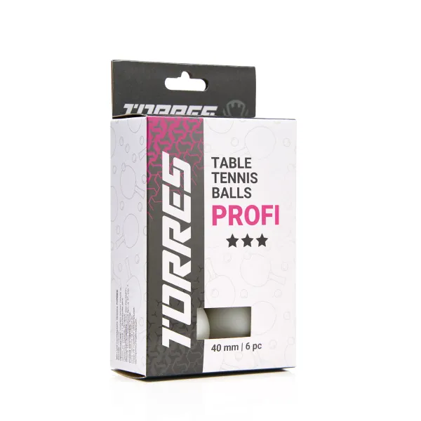 Мяч для наст. тенниса TORRES Profi 3*, TT23012, диам. 40+мм, упак. 6 шт, белый за 338.30 ₽ в Иванове