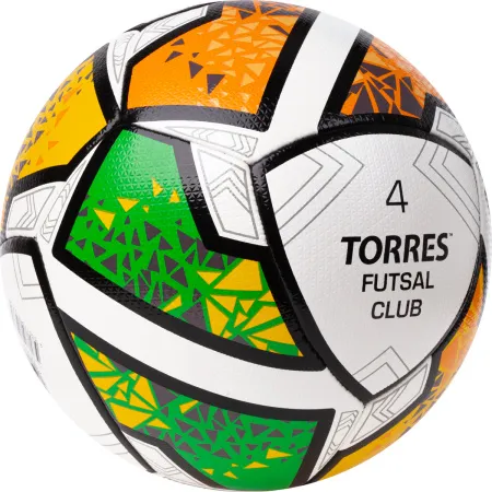 Мяч футзал. TORRES Futsal Club, FS323764, р.4, 10 пан. ПУ, 4 под. сл, гибрид. сш. бело-зел-оранж за 2&nbsp;264.40 ₽ купить в Иванове